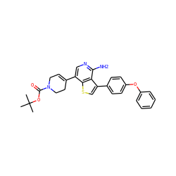 CC(C)(C)OC(=O)N1CC=C(c2cnc(N)c3c(-c4ccc(Oc5ccccc5)cc4)csc23)CC1 ZINC000473134393