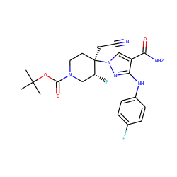 CC(C)(C)OC(=O)N1CC[C@@](CC#N)(n2cc(C(N)=O)c(Nc3ccc(F)cc3)n2)[C@H](F)C1 ZINC000204980300