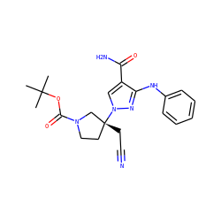 CC(C)(C)OC(=O)N1CC[C@@](CC#N)(n2cc(C(N)=O)c(Nc3ccccc3)n2)C1 ZINC000205006301