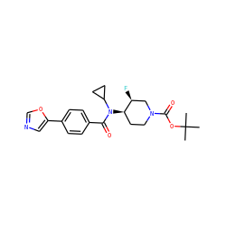 CC(C)(C)OC(=O)N1CC[C@@H](N(C(=O)c2ccc(-c3cnco3)cc2)C2CC2)[C@@H](F)C1 ZINC000223651449