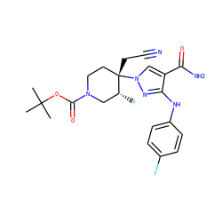 CC(C)(C)OC(=O)N1CC[C@](CC#N)(n2cc(C(N)=O)c(Nc3ccc(F)cc3)n2)[C@H](F)C1 ZINC000204980324