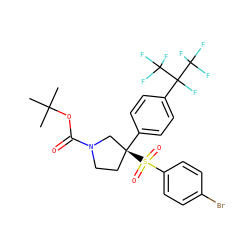 CC(C)(C)OC(=O)N1CC[C@](c2ccc(C(F)(C(F)(F)F)C(F)(F)F)cc2)(S(=O)(=O)c2ccc(Br)cc2)C1 ZINC001772575967