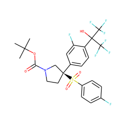 CC(C)(C)OC(=O)N1CC[C@](c2ccc(C(O)(C(F)(F)F)C(F)(F)F)c(F)c2)(S(=O)(=O)c2ccc(F)cc2)C1 ZINC001772587382
