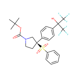 CC(C)(C)OC(=O)N1CC[C@](c2ccc(C(O)(C(F)(F)F)C(F)(F)F)cc2)(S(=O)(=O)c2ccccc2)C1 ZINC001772571526