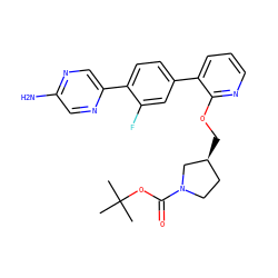 CC(C)(C)OC(=O)N1CC[C@H](COc2ncccc2-c2ccc(-c3cnc(N)cn3)c(F)c2)C1 ZINC000224778486
