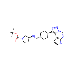 CC(C)(C)OC(=O)N1CC[C@H](NC[C@H]2CC[C@H](c3nnn4cnc5[nH]ccc5c34)CC2)C1 ZINC001772651425