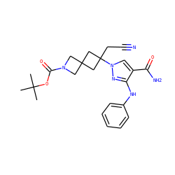 CC(C)(C)OC(=O)N1CC2(C1)CC(CC#N)(n1cc(C(N)=O)c(Nc3ccccc3)n1)C2 ZINC000205014550