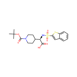 CC(C)(C)OC(=O)N1CCC([C@@H](NS(=O)(=O)c2cc3ccccc3s2)C(=O)O)CC1 ZINC000040895201