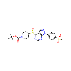CC(C)(C)OC(=O)N1CCC([S@@+]([O-])c2ncnc3c2cnn3-c2ccc(S(C)(=O)=O)cc2)CC1 ZINC000071317867