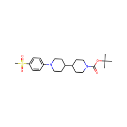 CC(C)(C)OC(=O)N1CCC(C2CCN(c3ccc(S(C)(=O)=O)cc3)CC2)CC1 ZINC000071341898
