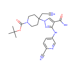 CC(C)(C)OC(=O)N1CCC(CC#N)(n2cc(C(N)=O)c(Nc3ccc(C#N)nc3)n2)CC1 ZINC000204951277