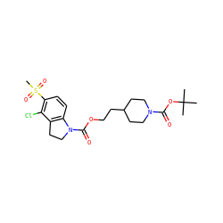 CC(C)(C)OC(=O)N1CCC(CCOC(=O)N2CCc3c2ccc(S(C)(=O)=O)c3Cl)CC1 ZINC000103271285