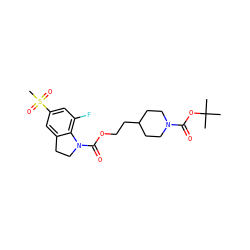 CC(C)(C)OC(=O)N1CCC(CCOC(=O)N2CCc3cc(S(C)(=O)=O)cc(F)c32)CC1 ZINC000103271293