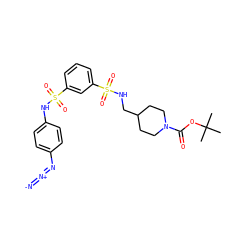 CC(C)(C)OC(=O)N1CCC(CNS(=O)(=O)c2cccc(S(=O)(=O)Nc3ccc(N=[N+]=[N-])cc3)c2)CC1 ZINC000169703434