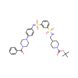 CC(C)(C)OC(=O)N1CCC(CNS(=O)(=O)c2cccc(S(=O)(=O)Nc3ccc(N4CCN(C(=O)c5ccccc5)CC4)cc3)c2)CC1 ZINC000169703436