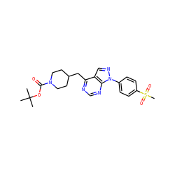 CC(C)(C)OC(=O)N1CCC(Cc2ncnc3c2cnn3-c2ccc(S(C)(=O)=O)cc2)CC1 ZINC000071296623