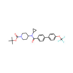 CC(C)(C)OC(=O)N1CCC(N(C(=O)c2ccc(-c3ccc(OC(F)(F)F)cc3)cc2)C2CC2)CC1 ZINC000223649040