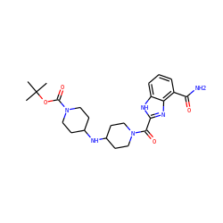 CC(C)(C)OC(=O)N1CCC(NC2CCN(C(=O)c3nc4c(C(N)=O)cccc4[nH]3)CC2)CC1 ZINC001772570832
