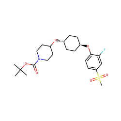 CC(C)(C)OC(=O)N1CCC(O[C@H]2CC[C@H](Oc3ccc(S(C)(=O)=O)cc3F)CC2)CC1 ZINC000473086065