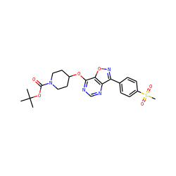 CC(C)(C)OC(=O)N1CCC(Oc2ncnc3c(-c4ccc(S(C)(=O)=O)cc4)noc23)CC1 ZINC000071317856