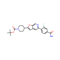 CC(C)(C)OC(=O)N1CCC(c2cc3cc(-c4ccc(C(N)=O)cc4F)ncc3o2)CC1 ZINC000204937589