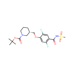 CC(C)(C)OC(=O)N1CCC[C@H](COc2cc(F)c(C(=O)NS(C)(=O)=O)cc2F)C1 ZINC000207148292