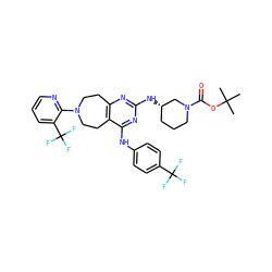 CC(C)(C)OC(=O)N1CCC[C@H](Nc2nc3c(c(Nc4ccc(C(F)(F)F)cc4)n2)CCN(c2ncccc2C(F)(F)F)CC3)C1 ZINC000072115241