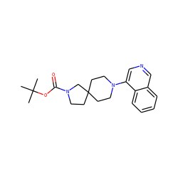 CC(C)(C)OC(=O)N1CCC2(CCN(c3cncc4ccccc34)CC2)C1 ZINC001772632304