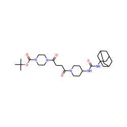 CC(C)(C)OC(=O)N1CCN(C(=O)CCC(=O)N2CCC(NC(=O)NC34CC5CC(CC(C5)C3)C4)CC2)CC1 ZINC000169329992