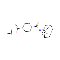CC(C)(C)OC(=O)N1CCN(C(=O)NC23CC4CC(CC(C4)C2)C3)CC1 ZINC000044605731