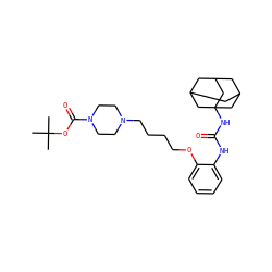CC(C)(C)OC(=O)N1CCN(CCCCOc2ccccc2NC(=O)NC23CC4CC(CC(C4)C2)C3)CC1 ZINC000066251267