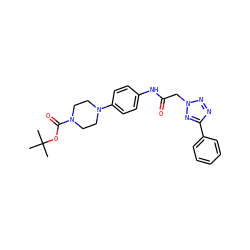 CC(C)(C)OC(=O)N1CCN(c2ccc(NC(=O)Cn3nnc(-c4ccccc4)n3)cc2)CC1 ZINC000004092843