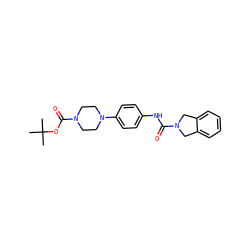 CC(C)(C)OC(=O)N1CCN(c2ccc(NC(=O)N3Cc4ccccc4C3)cc2)CC1 ZINC000166803700