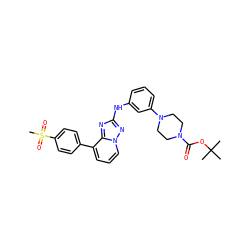 CC(C)(C)OC(=O)N1CCN(c2cccc(Nc3nc4c(-c5ccc(S(C)(=O)=O)cc5)cccn4n3)c2)CC1 ZINC000096169701