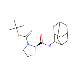 CC(C)(C)OC(=O)N1CCS[C@@H]1C(=O)NC1C2CC3CC(C2)CC1C3 ZINC000066252414