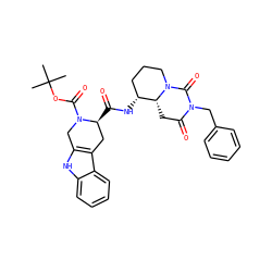 CC(C)(C)OC(=O)N1Cc2[nH]c3ccccc3c2C[C@@H]1C(=O)N[C@@H]1CCCN2C(=O)N(Cc3ccccc3)C(=O)C[C@H]12 ZINC000027523560