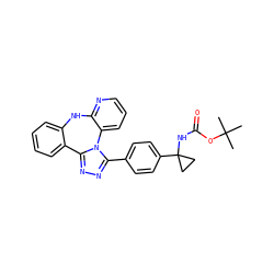 CC(C)(C)OC(=O)NC1(c2ccc(-c3nnc4n3-c3cccnc3Nc3ccccc3-4)cc2)CC1 ZINC000096174156