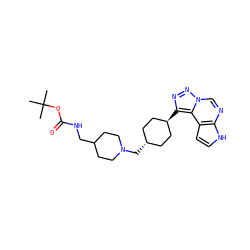 CC(C)(C)OC(=O)NCC1CCN(C[C@H]2CC[C@H](c3nnn4cnc5[nH]ccc5c34)CC2)CC1 ZINC001772626785