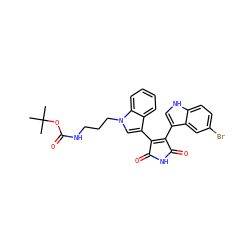 CC(C)(C)OC(=O)NCCCn1cc(C2=C(c3c[nH]c4ccc(Br)cc34)C(=O)NC2=O)c2ccccc21 ZINC000029125225