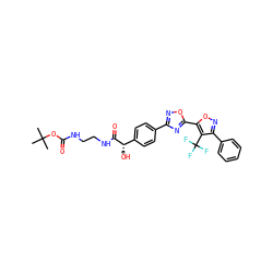 CC(C)(C)OC(=O)NCCNC(=O)[C@@H](O)c1ccc(-c2noc(-c3onc(-c4ccccc4)c3C(F)(F)F)n2)cc1 ZINC000167486033