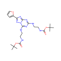 CC(C)(C)OC(=O)NCCNc1nc(NCCNC(=O)OC(C)(C)C)n2nc(-c3ccco3)nc2n1 ZINC000073198716