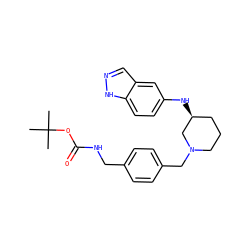 CC(C)(C)OC(=O)NCc1ccc(CN2CCC[C@H](Nc3ccc4[nH]ncc4c3)C2)cc1 ZINC000114337118