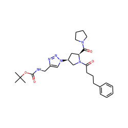 CC(C)(C)OC(=O)NCc1cn([C@H]2C[C@@H](C(=O)N3CCCC3)N(C(=O)CCCc3ccccc3)C2)nn1 ZINC000095573868