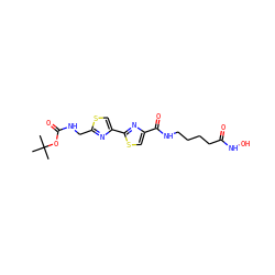 CC(C)(C)OC(=O)NCc1nc(-c2nc(C(=O)NCCCCC(=O)NO)cs2)cs1 ZINC000147358913