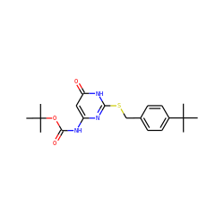 CC(C)(C)OC(=O)Nc1cc(=O)[nH]c(SCc2ccc(C(C)(C)C)cc2)n1 ZINC000073167690
