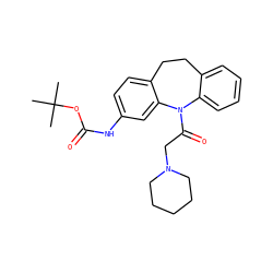 CC(C)(C)OC(=O)Nc1ccc2c(c1)N(C(=O)CN1CCCCC1)c1ccccc1CC2 ZINC000653708745