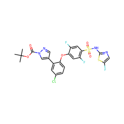CC(C)(C)OC(=O)n1cc(-c2cc(Cl)ccc2Oc2cc(F)c(S(=O)(=O)Nc3ncc(F)s3)cc2F)cn1 ZINC000095582059