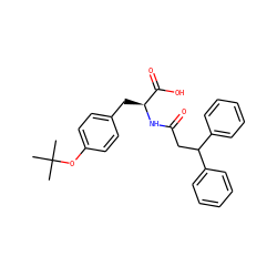 CC(C)(C)Oc1ccc(C[C@H](NC(=O)CC(c2ccccc2)c2ccccc2)C(=O)O)cc1 ZINC001772620110