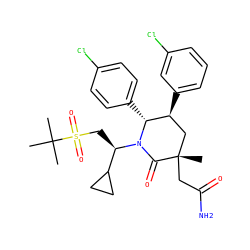 CC(C)(C)S(=O)(=O)C[C@H](C1CC1)N1C(=O)[C@@](C)(CC(N)=O)C[C@H](c2cccc(Cl)c2)[C@H]1c1ccc(Cl)cc1 ZINC000169307814