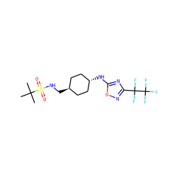 CC(C)(C)S(=O)(=O)NC[C@H]1CC[C@H](Nc2nc(C(F)(F)C(F)(F)F)no2)CC1 ZINC000261165421